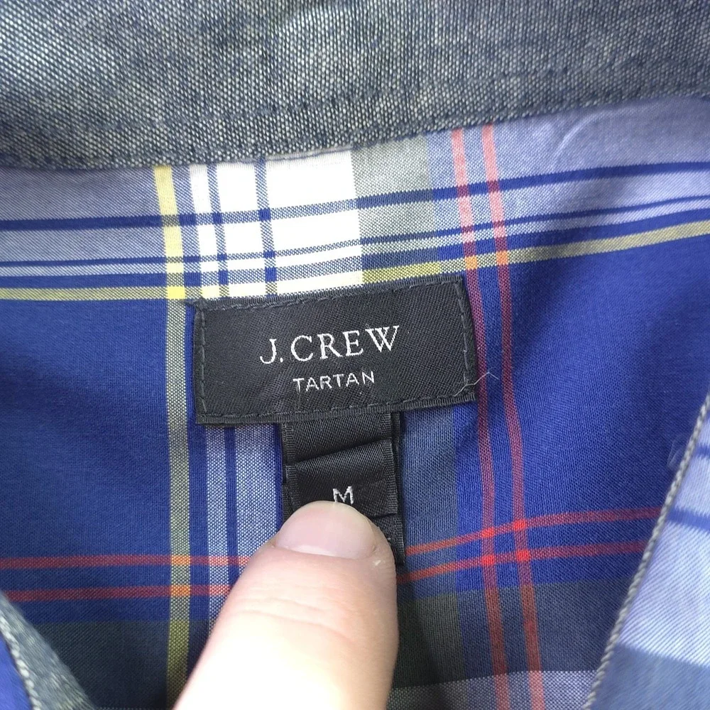 J Crew Tartan Shirt‎ Medium Blue Green Plaid Long Sleeve Button Down